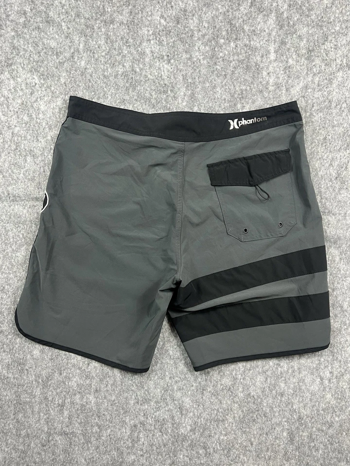 Pantalones cortos de natación/utilidad/tabla Hurley Phantom negros/grises ligeros con cordones talla 34 Foto 2 de 4