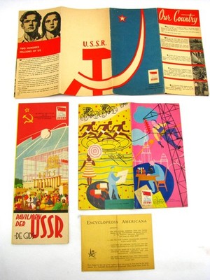 Brussels World s Fair 1958 Souvenir Brochure Map vtg LOT USSR Soviet Russia