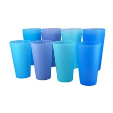 32oz Reusable Plastic Tumblers, BPA Free, Dishwasher Safe, Set of 12, 4 Colors