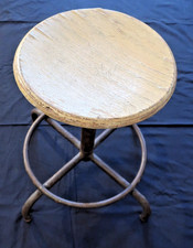 Ancien siège métier tabouret industriel usine vintage métal bois années 1950/60