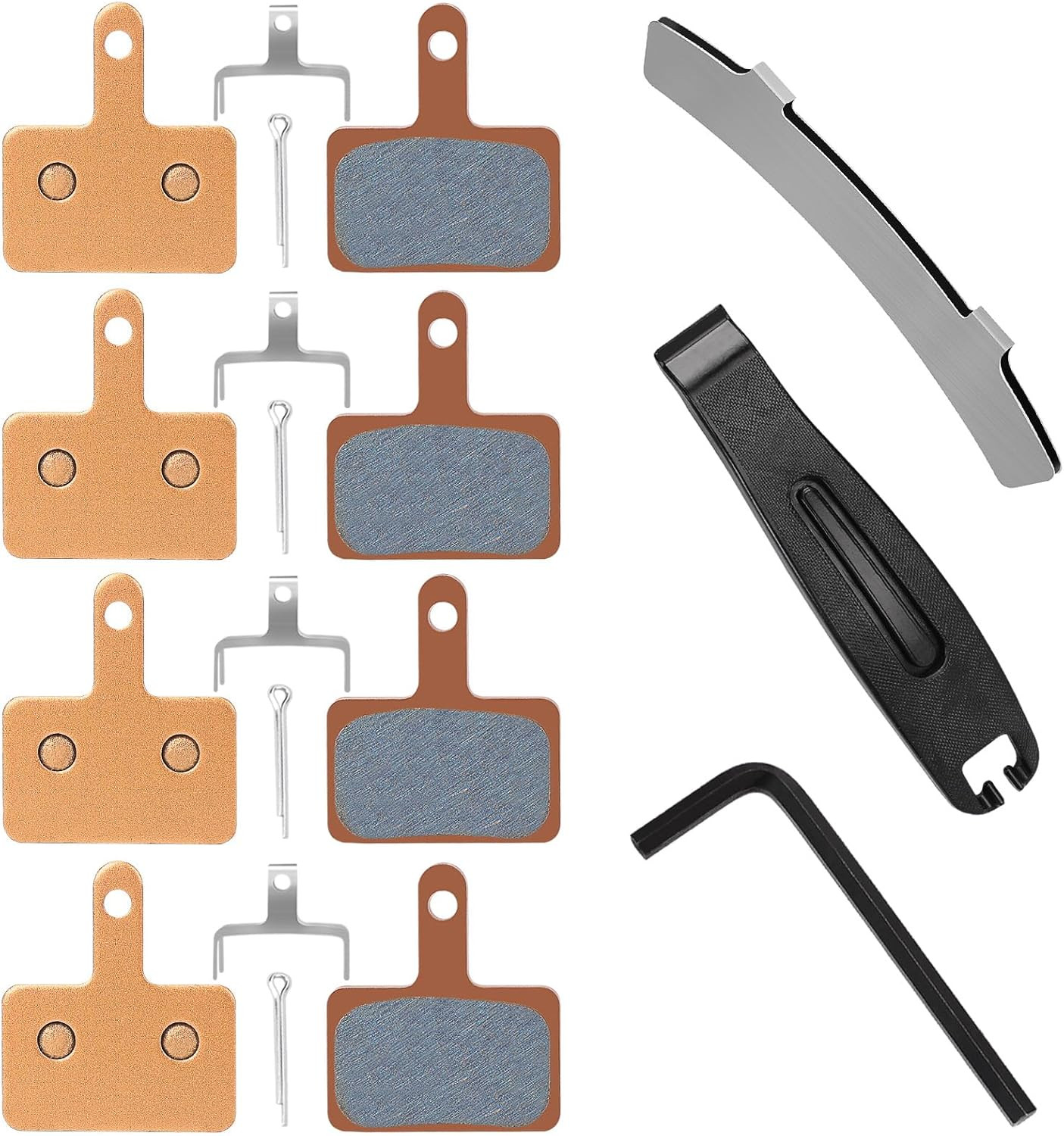 4 Pairs Sintered Metal MTB Bike Brake Pads, Ebike Scooter Brake Pads Electric Sc