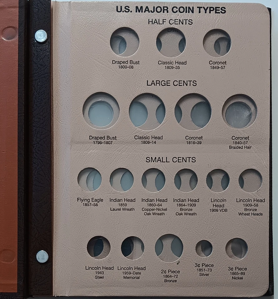 Dansco Estados Unidos Colección Tipo US 7070 6 Pg. Álbum de monedas con página dorada RARA Foto 3 de 4