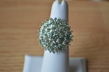 6.50ct Malagasy Green Apatite Cocktail Ring Rhodium Plated over Fine Silver Sz 5
