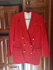 Vintage 80s 90s Brooks Brothers 100 Wool Red Double Breasted Blazer Jacket 6S