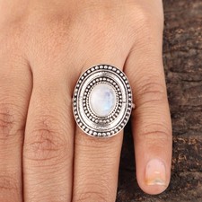 Natural Rainbow Moonstone Gemstone 925 Sterling Silver Jewelry Handcrafted Ring