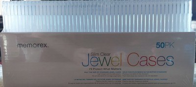 Memorex 5mm Slim Clear CD/DVD Jewel Cases - Pack of 50 - NEW Sealed Box
