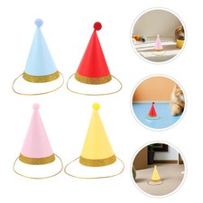 16pcs Dog Birthday Hat: Cute Cat Party Hat With Mini Pom Poms - For Pets