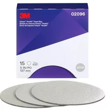 3M 02096 Trizact Hookit 5 Inch P3000 Grit Foam Disc, Box of 15