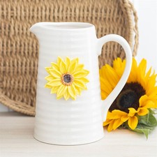 Hello Sunshine Ceramic Flower Jug Vase With 3D Sunflower. Mothers Day Gift. Home