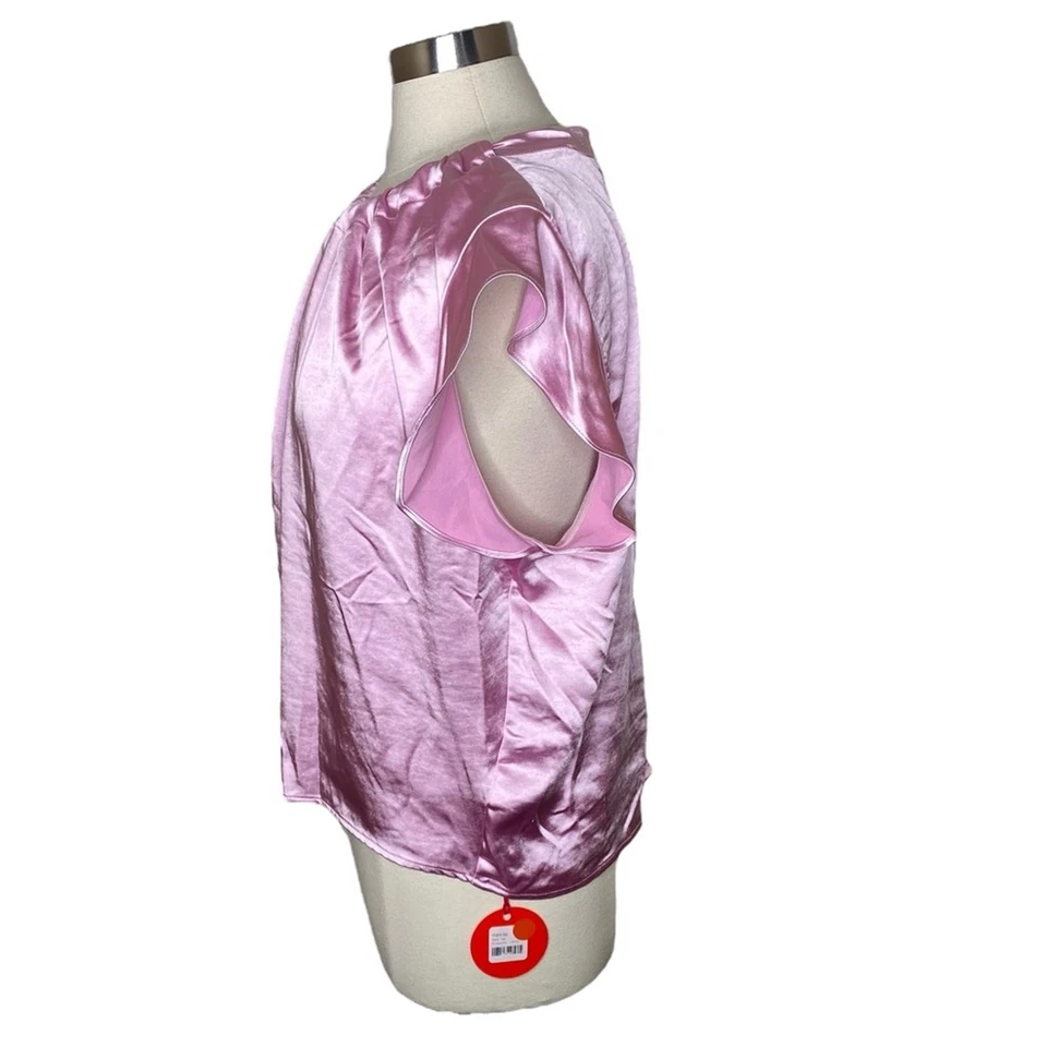 Top de satén Eva Franco Cara con botones en la espalda de agua de rosas cuello recogido para mujer grande nuevo Foto 3 de 4