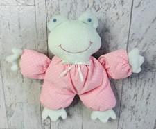Eden Pink Frog Rattle Stuffed Animal Plush Baby Polka Dot Terrycloth Rattle 8  