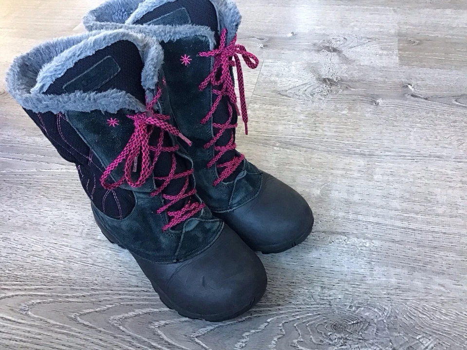 Columbia Botas Juveniles Talla 5 Canyon Nieve Invierno Negro Rosa Omni Heat BY1310-010 Foto 2 de 4