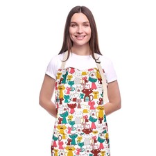 Cute Apron with 2 Pockets for Women, Kitchen Cooking Baking Aprons Cat