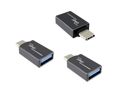 DINIC Adapter, USB C Stecker auf USB A Buchse, 3 Stück Alu, Set, space grey