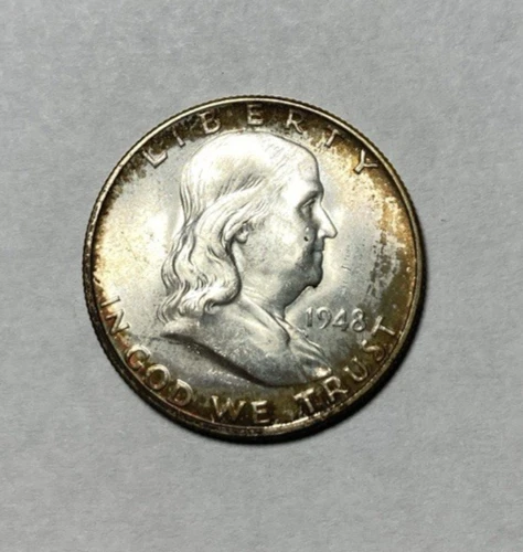 1948 Franklin Half Dollar BU+ Pretty Natural Color Full Bell Lines