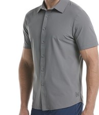 Chaps grey seacoast wash short sleeve button Shirt men's M And L arge NWT