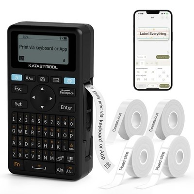 Supvan E11 Bluetooth Etikettiergerät Maschine mit 4 Bändern, tragbar, schwarz 