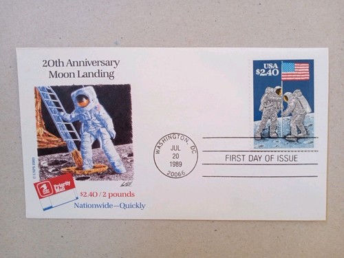 USA 1989 Moon Landing $2.40 FDC, Priority Mail
