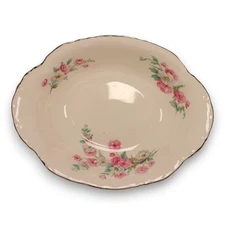 Homer Laughlin R3543 Oval Vegetable Bowl Dish Roses Platinum Trim USA 