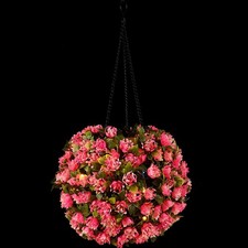  Solar Powered Hanging Flower Topiary Ball with Light for Wedding Patio Yard