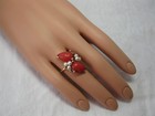 Spectacular Red Coral Ring 14K Gold Pearl Retro Antique Vintage Cocktail — photo 5