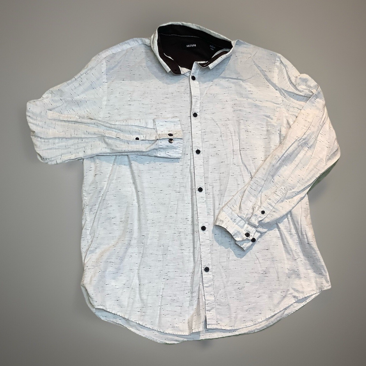 Alfani White Black Pattern Button Up Collared Men… - image 2