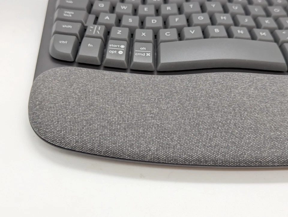 Logitech Wave Keys wireless ergonomic keyboard palm rest Bluetooth UK graphite - Image 2 of 4