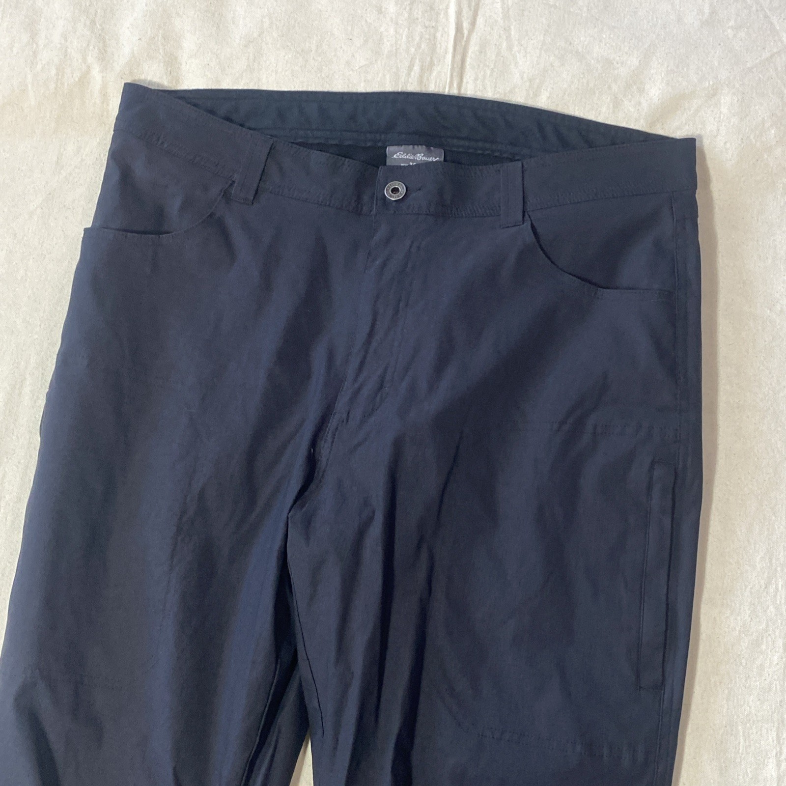 EDDIE BAUER Men's 36x30 Fleece-Lined Black Nylon Spandex Pants NWOT
