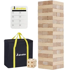 Aivalas Giant Timber Blocks Games, 57 Blocks Large Tower Outdoor Games -