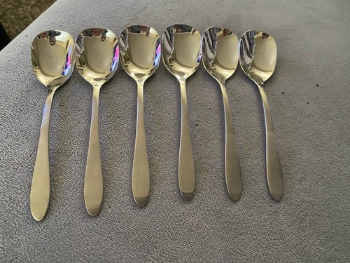 6 Oneida Ice Cream Spoons Set Stainless Lot New, Never Used!