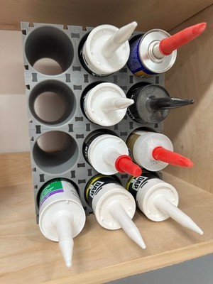 Caulk Tube Storage Rack - 4 Tube Bundle, Expandable - Gray  FREE SHIPPING