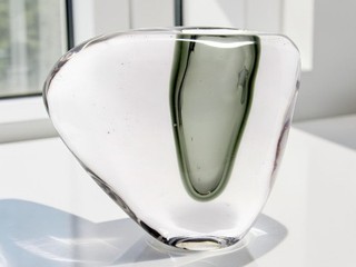 RAR! 5 1 kg Murano Untergetauchtes Kunstglas Freiform Breite Seitenflügel Vase & Etikett