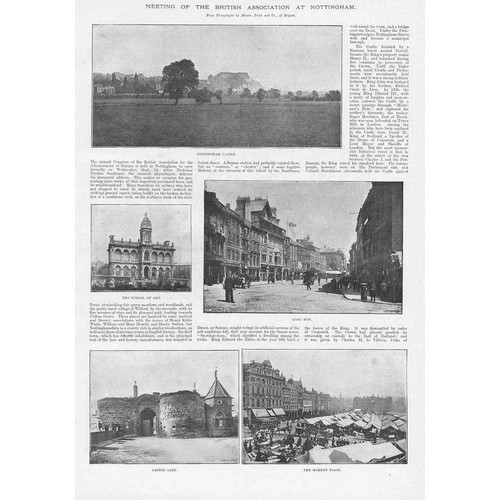NOTTINGHAM Scenes around the City - Double Sided Antique Print 1893