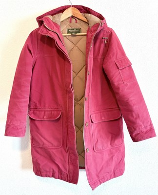 VTG EDDIE BAUER Goose Down Jacket Women's Petite S Red Canvas Chore Field Coat
