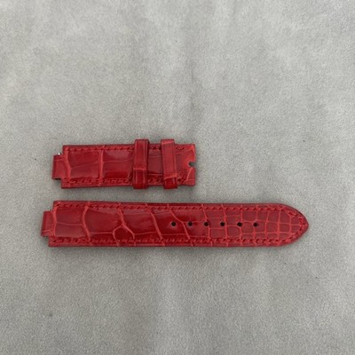 Authentic Harry Winston Glossy Red Alligator Leather Watch Strap Notched 9x16mm