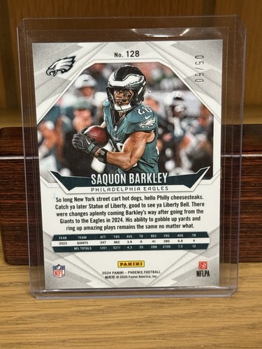 SAQUON BARKLEY 2024 PANINI PHOENIX Purple Prizm 5/50 Eagles SP 🦅 - Picture 2 of 2