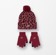 Nike Leopard Beanie and Gloves 2 Piece Set