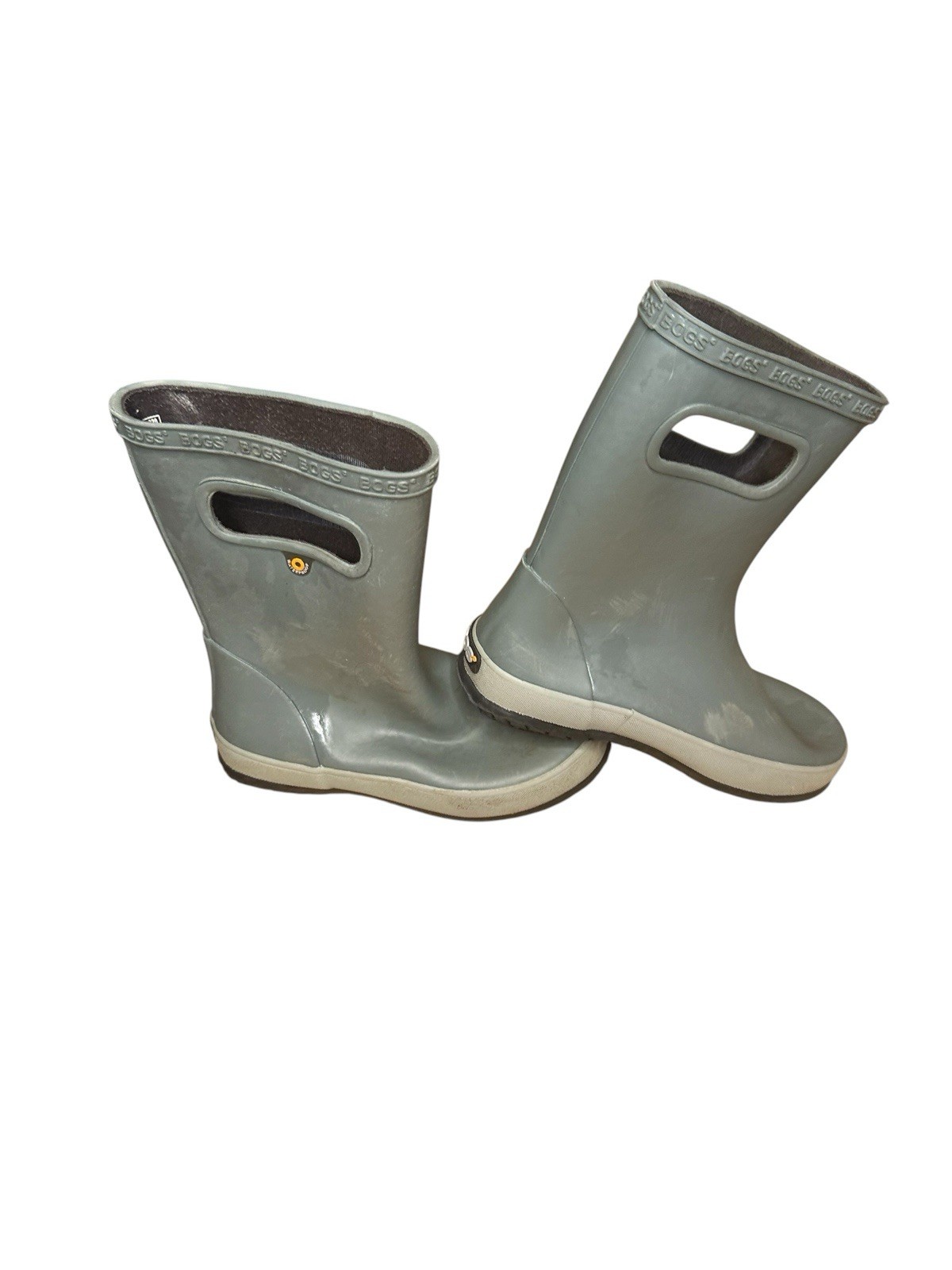 Bogs Kids' Skipper Solid Gray Waterproof Rain Boots Shoes Size 13