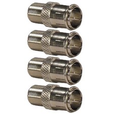 4 Pcs F Type Male to Female Quick-Push-On Adapter Coaxial Cable Connector Nickel