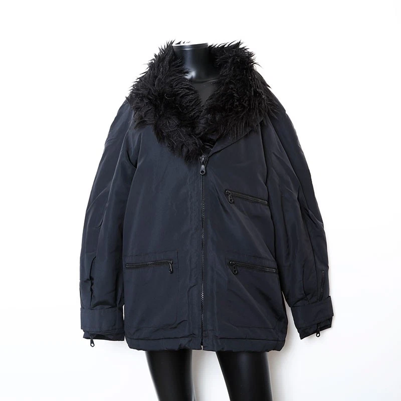 Cappotto giacca blusa pelliccia seta nylon CHANEL taglia 42 nero WS9650