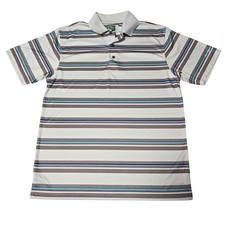 Ben Hogan Performance Mens Golf Polo Shirt Medium White Striped Short Sleeve M