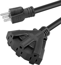 6FT 12/3 Outdoor Extension Cord, Heavy Duty 3-Outlet SJTW Indoor/Outdoor Three-P