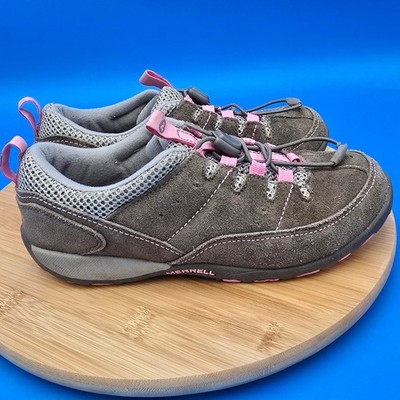 Merrell Mimosa Toggle Kids Juniper Gray Pink Suede Casual Shoes US 6 EU 37
