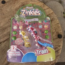 Squinkies Zinkies Train Playset 12 Tiny Figures Tweezers Magnify Glass NEW