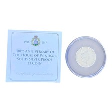 2017 100th Anniversary The House Of Windsor £1 Silver Proof 925 Coin In Capsule