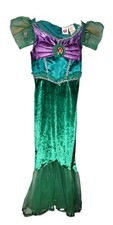 Disney Princess Girls Ariel Dress Costume Green Purple Polyester M 7-8 Princess
