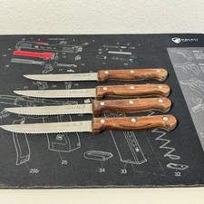 The Pioneer Woman Steak Knives Set of 4 Serrated Blades Wood Look Handles