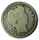 1898 S 25c Barber Silver Quarter Dollar Twenty Five Cents San Francisco
