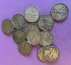 (12) Silver Liberty Walking Half Dollars   LOT  FK-16