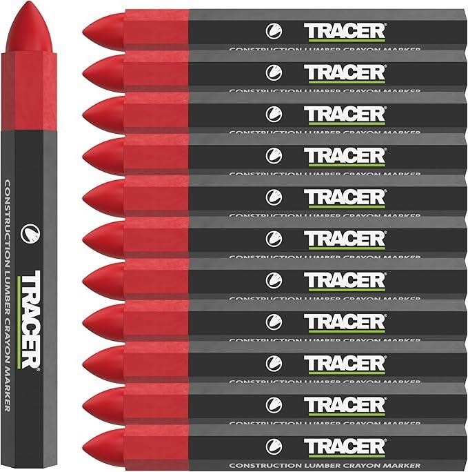 TRACER ACM2 Red Crayon Marker Marking Tool For Wood Metal Concrete Brick